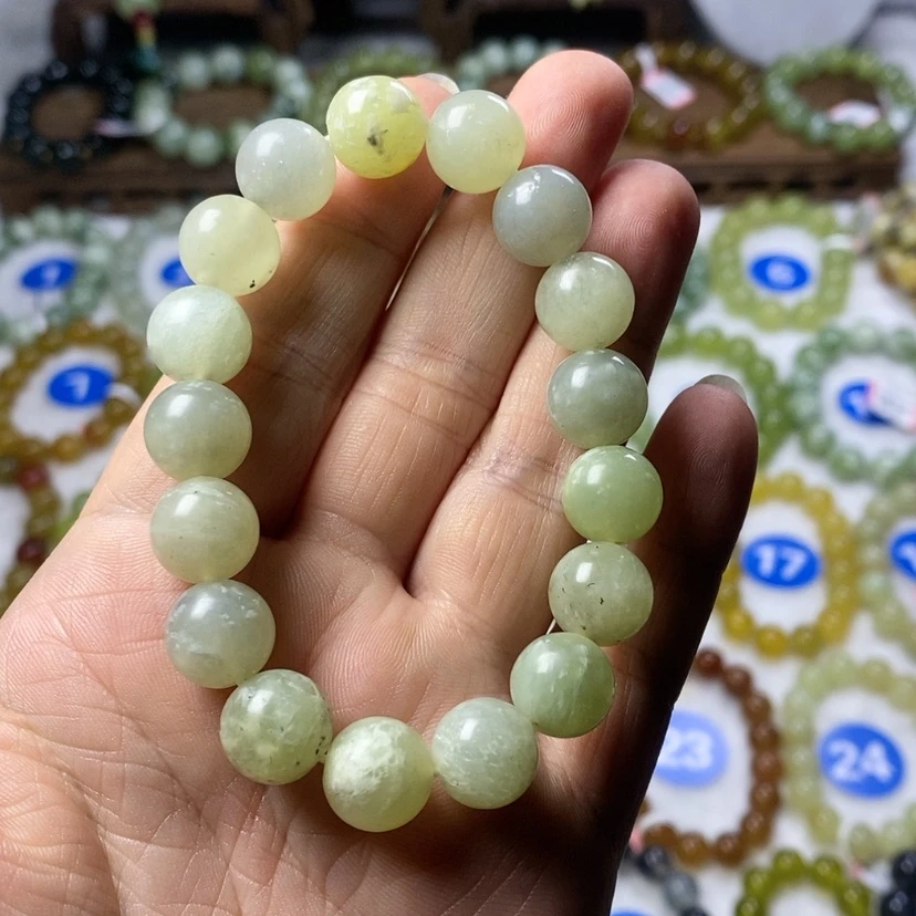 【闪购商品】蛇纹石玉手串未镶嵌卡12