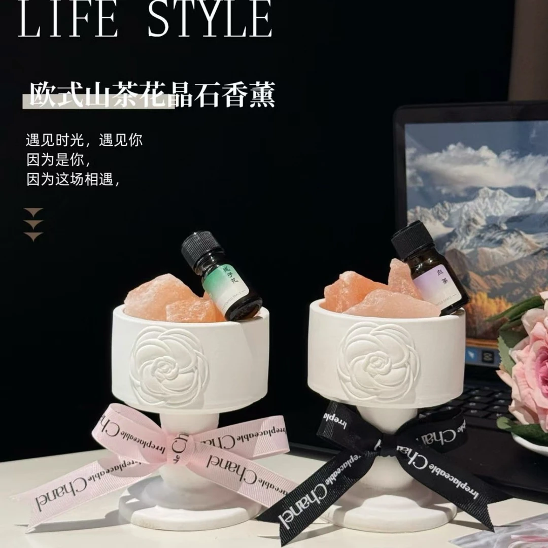 欧式山茶花橙盐晶石香薰伴手礼礼物卧室办公室客厅