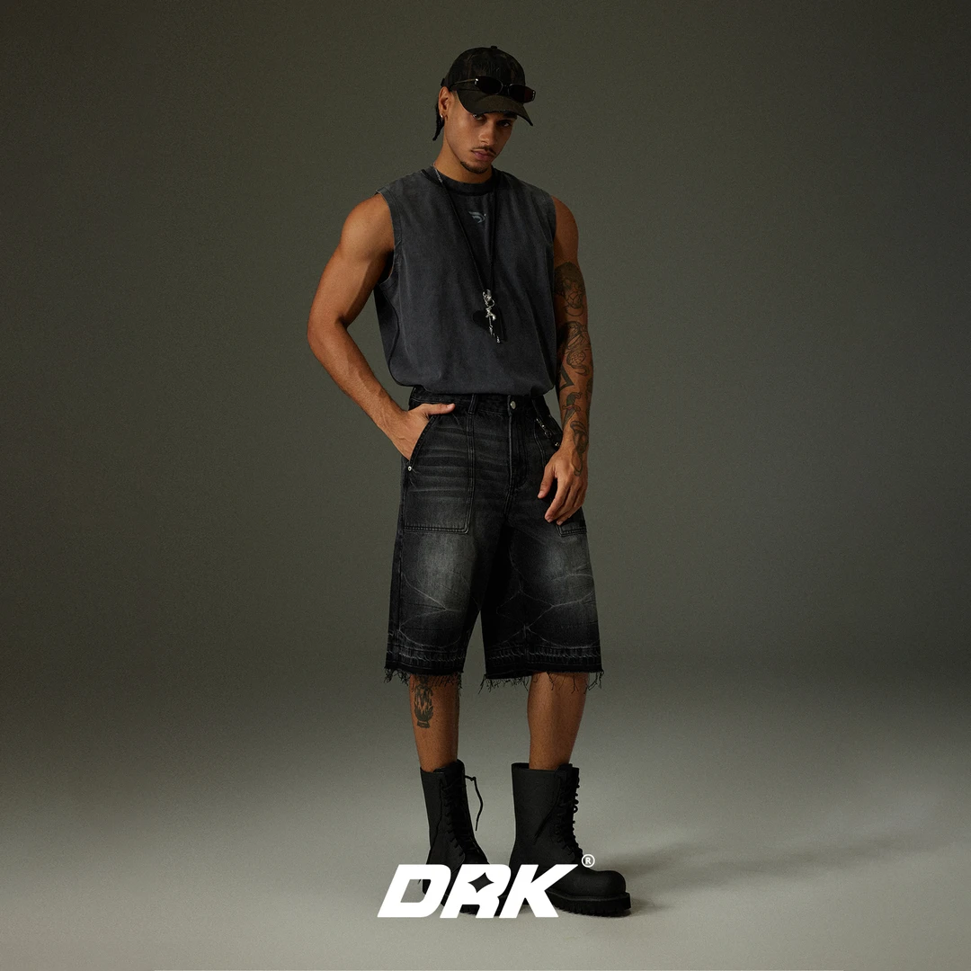 DRK【回溯系列】闪电纹水洗短裤夏季宽松美式休闲高街复古