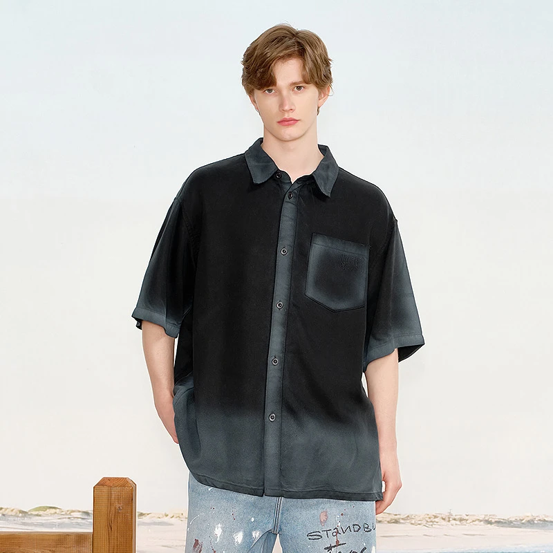 【INXX】清凉天丝莱赛尔面料短袖衬衫结构喷色设计衬衣XRF2040846