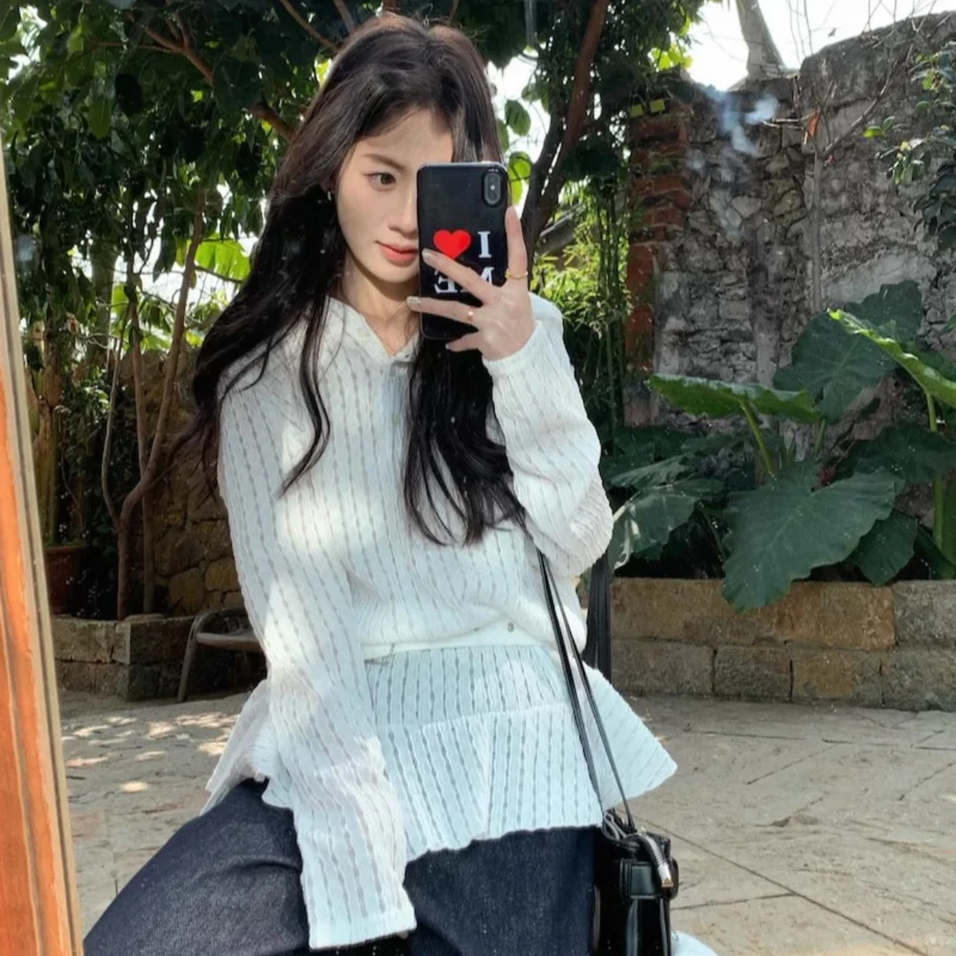 运补6¥甜酷辣妹长袖连帽春季别致小众宽松镂空显瘦中