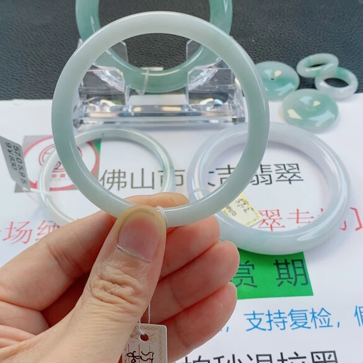 未镶嵌手镯翡翠小圆条手镯54-55圈口