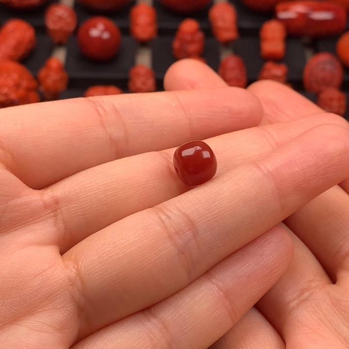未镶嵌原矿牛血红老型单珠9.1MM南红玛瑙