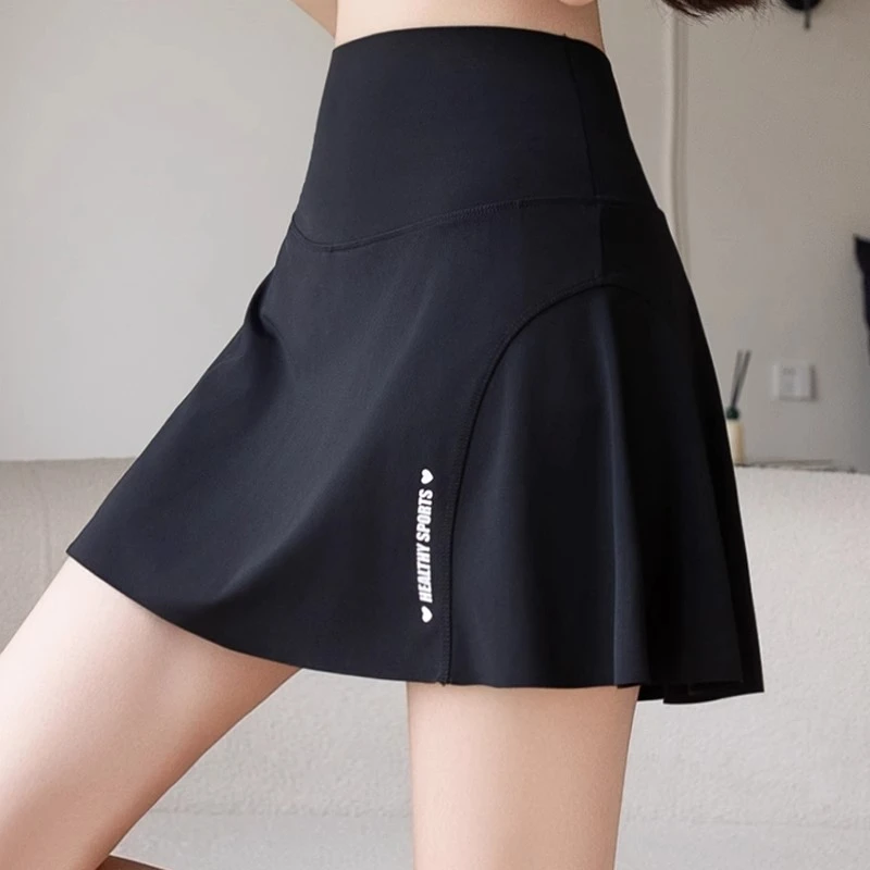 速干鲨鱼裤裙A字短裙女外穿夏季薄款高腰口袋瑜伽健身运动百褶裙