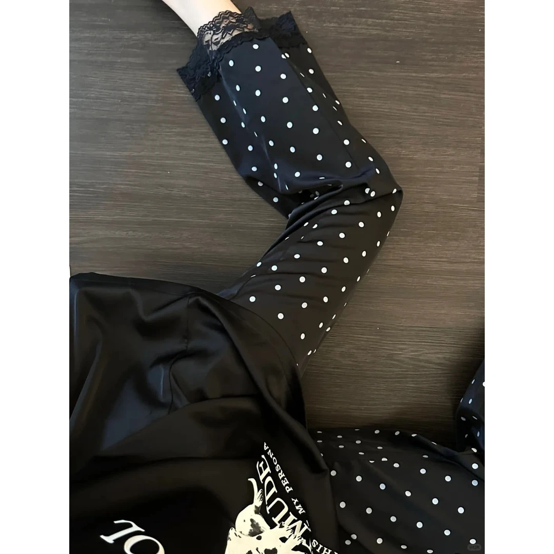 韩系甜美可爱波点短袖睡衣女夏季新款休闲长裤套装可外穿家居服夏