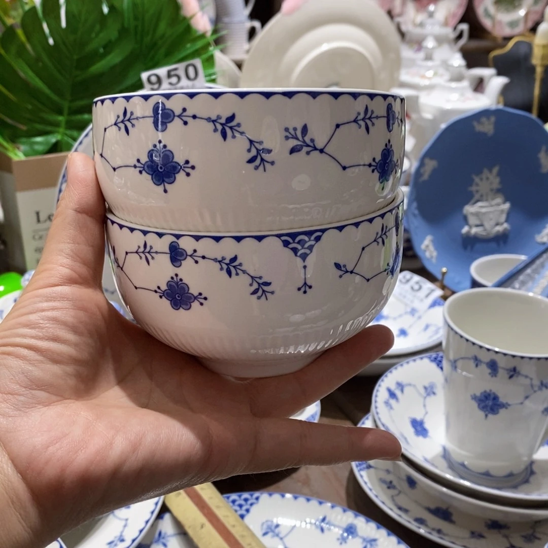 瓷唐草4.5米饭碗2只