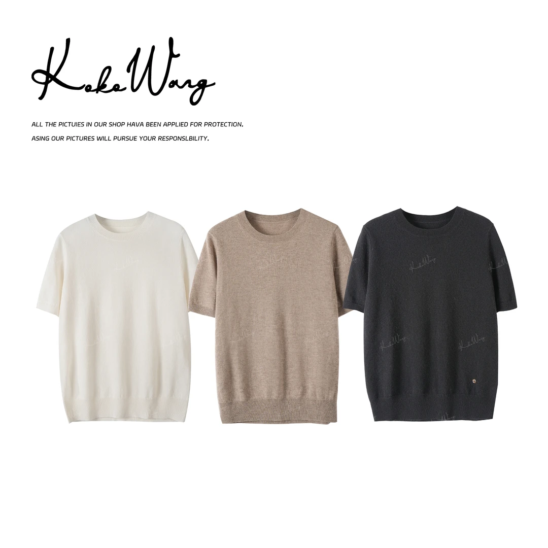 KOKO WANG秋冬时尚轻奢145克天山羊绒圆领套头针织衫X8115L08Z41