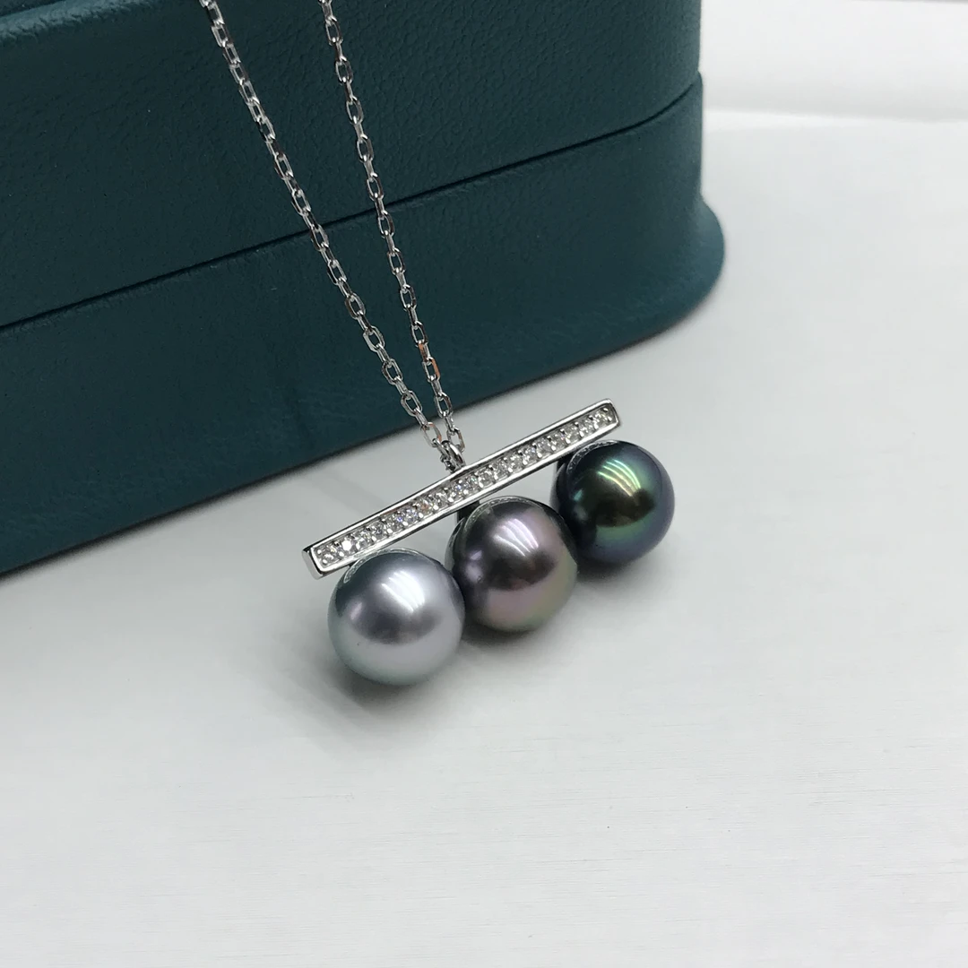 海水大溪地多珠平衡项链S925可调节8-9mm