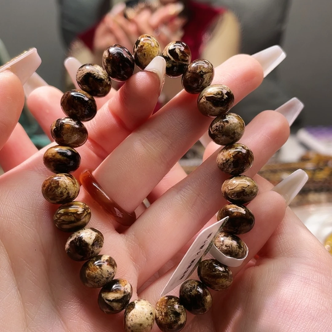 捡***队琥珀未镶嵌裸石抚顺琥珀10➕手串干白花