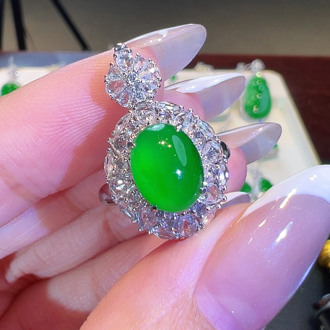 翡翠18K金镶嵌戒指两用kuan