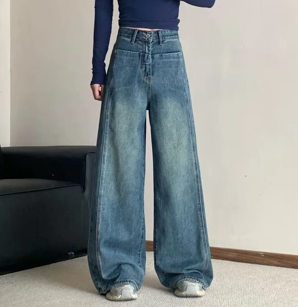 春季新款立体极简设计感高腰显瘦阔腿裤SB933