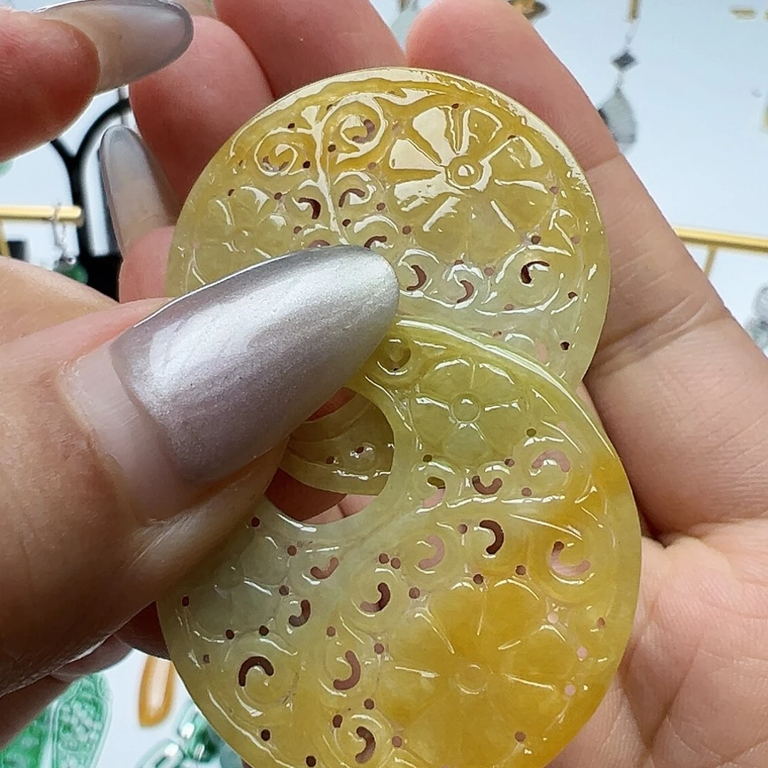 翡翠未镶嵌耳饰天然缅甸A货翡翠有微瑕特价