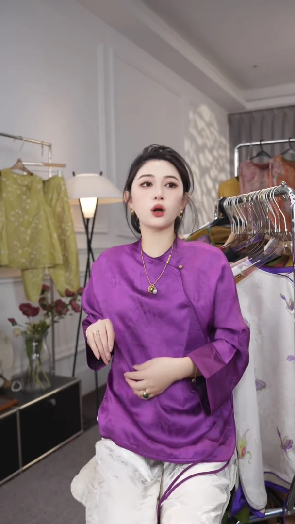 【紫气东来】新中式国风衬衫气质显瘦斜襟时尚长袖百搭