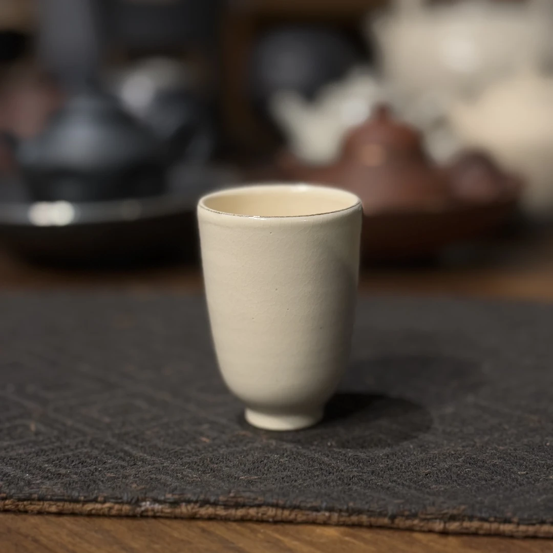 微瑕高温单色釉闻香杯杯品茗杯复古简约陶瓷茶杯