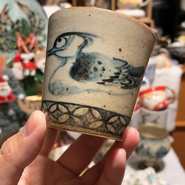 搪瓷见青鸭子猪口杯