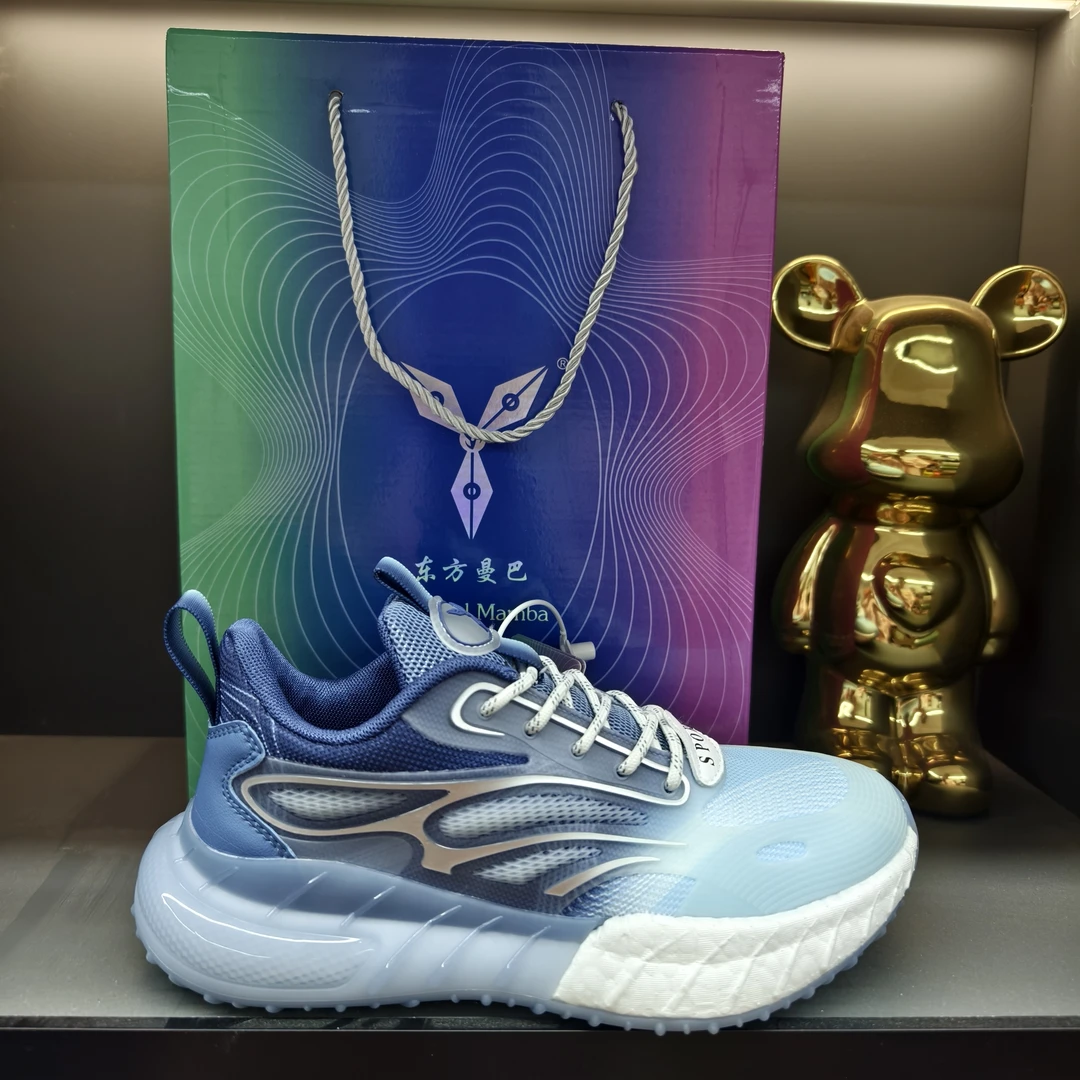 MB333夏季新款男女同款真爆鱼子酱气垫跑鞋蓝
