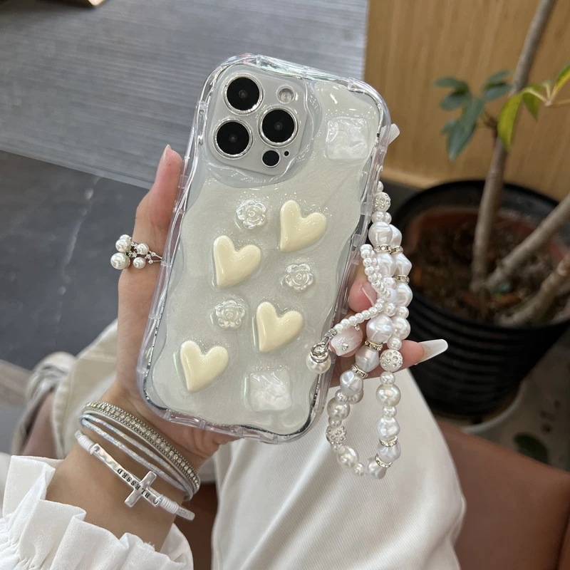 日韩简约ins立体爱心手机壳适用苹果15pro小米oppo华为vivo防摔女