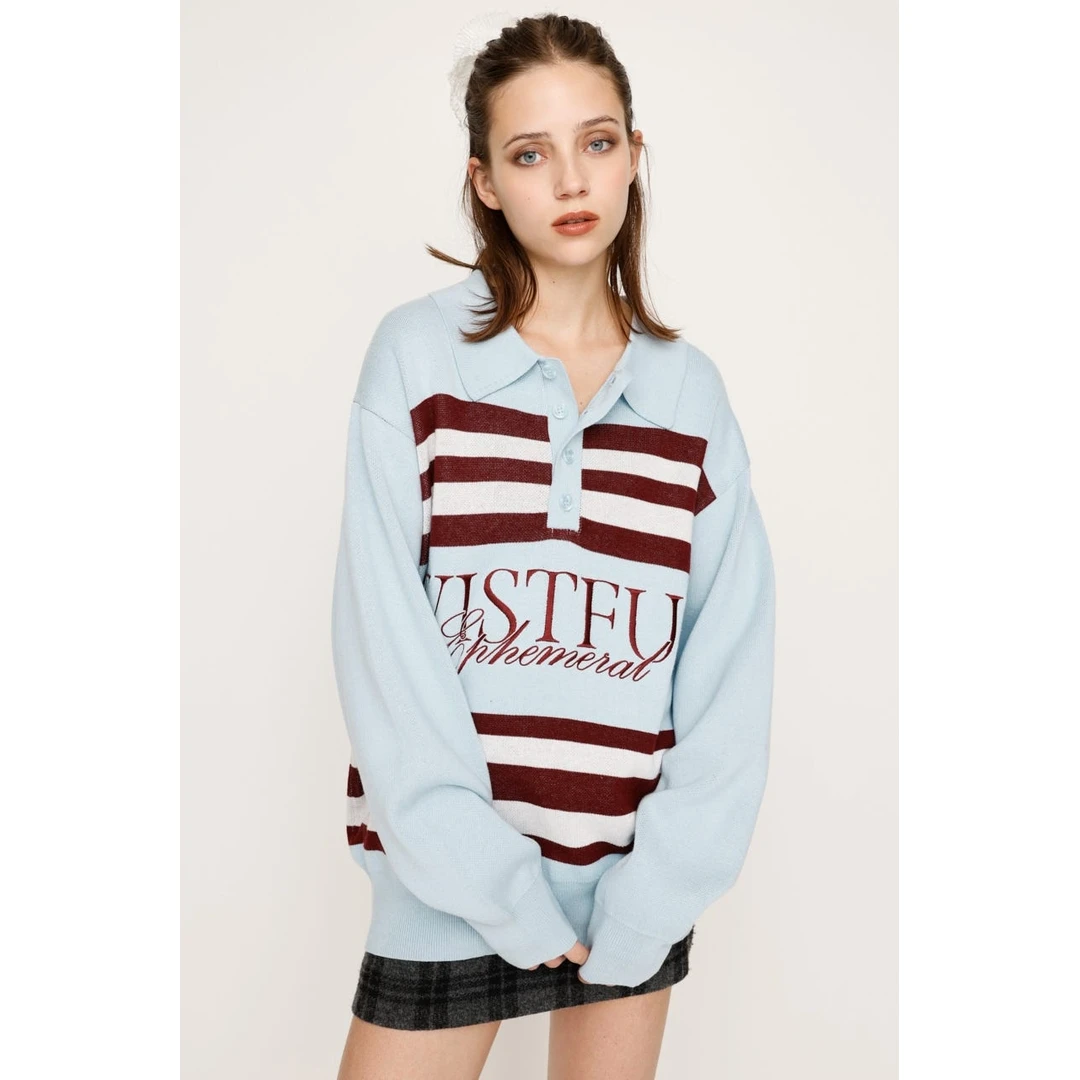 【Montendre】秋冬新款 S 复古氛围感气质条纹高级时尚设计感针织衫