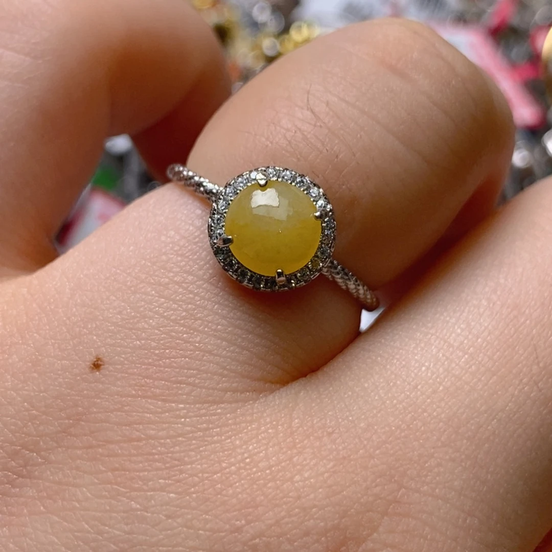 银S925镶嵌戒指翡翠百内无证书