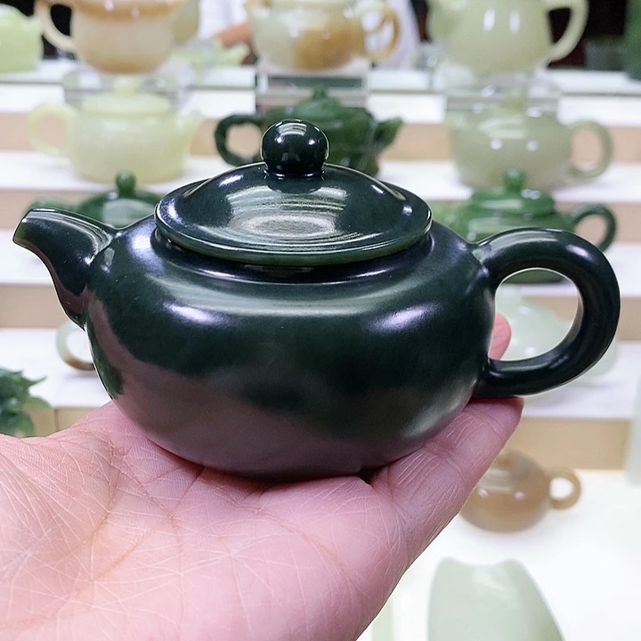 和田玉未镶嵌挂件茶壶170m l