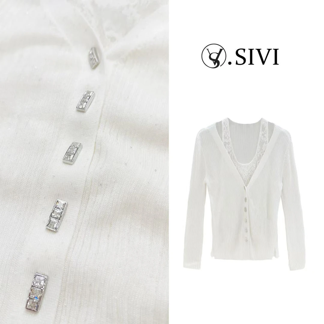 熙薇【闲云青烟】2025春季新款时尚气质毛衣开衫H1173