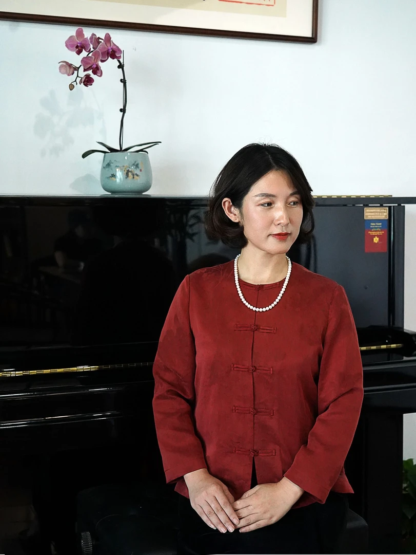 【京华苏艺】2025春秋新款桑蚕丝新中式上衣长袖中国风红色-68596