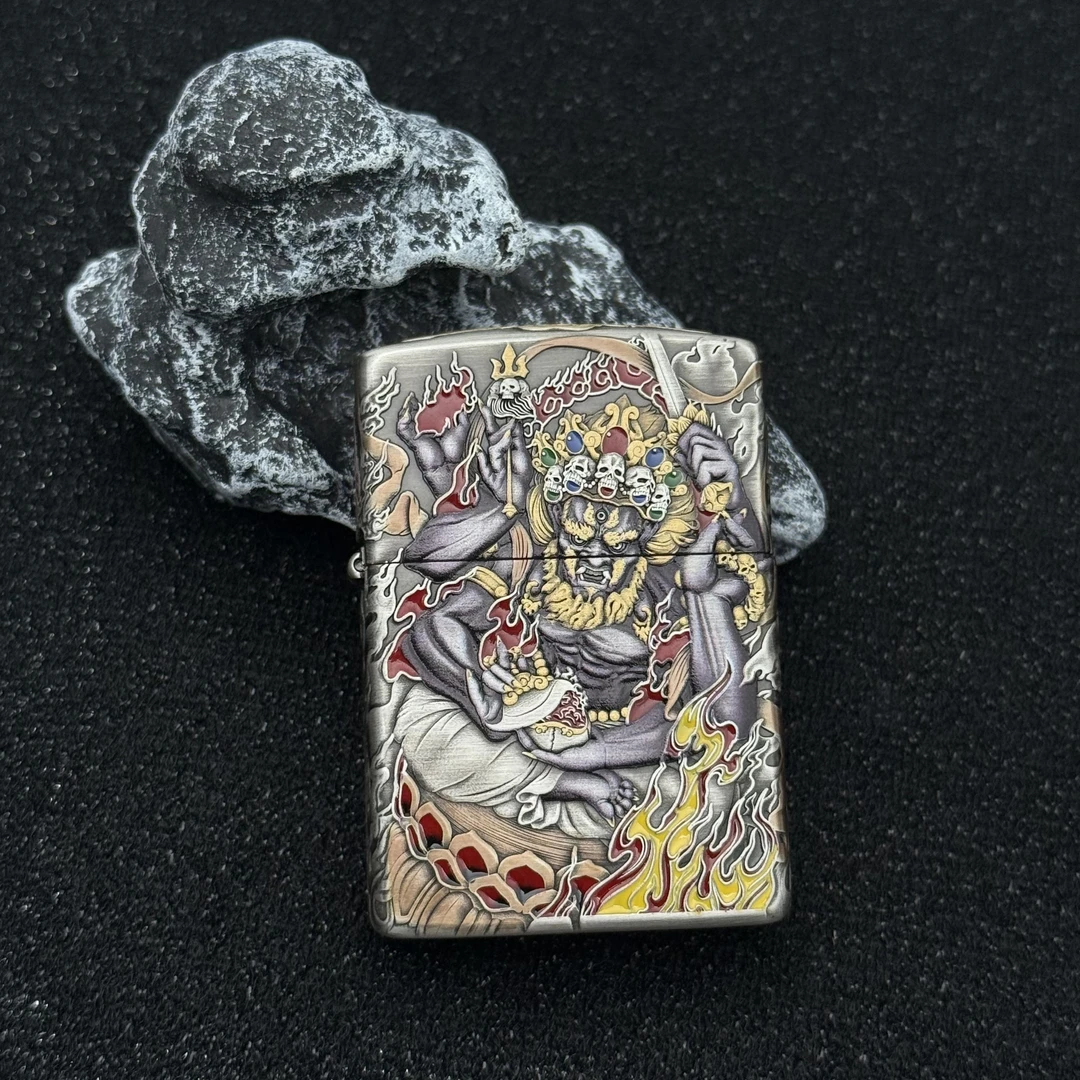 ZIPPO 打火机正品 168熏银鎏金珐琅大黑天 1838【大白专属】