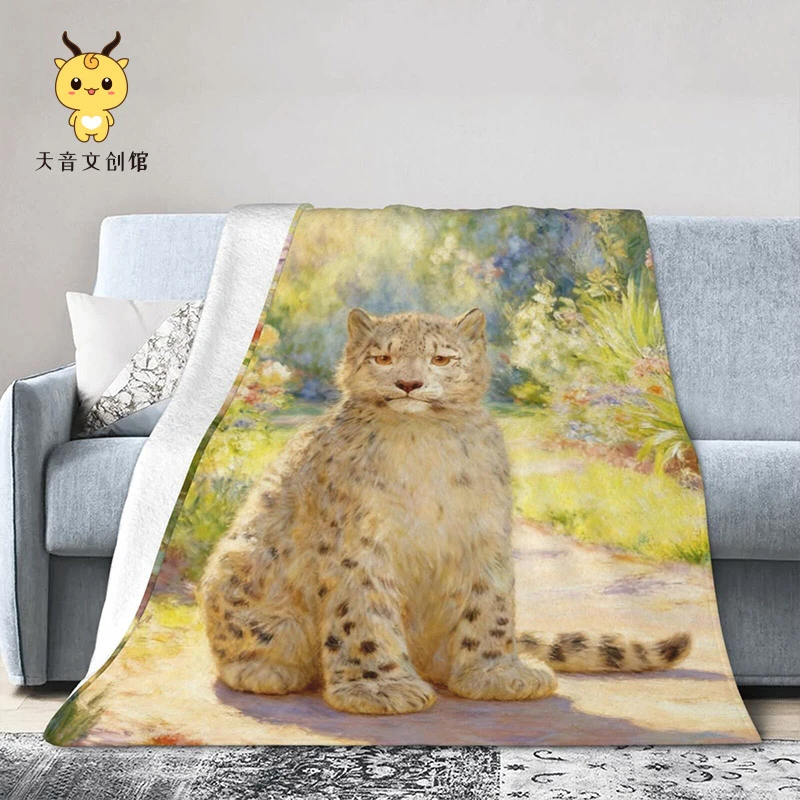 雪豹凌小芒超柔法兰绒高原动物主题毛毯西宁野生动物园生态文创