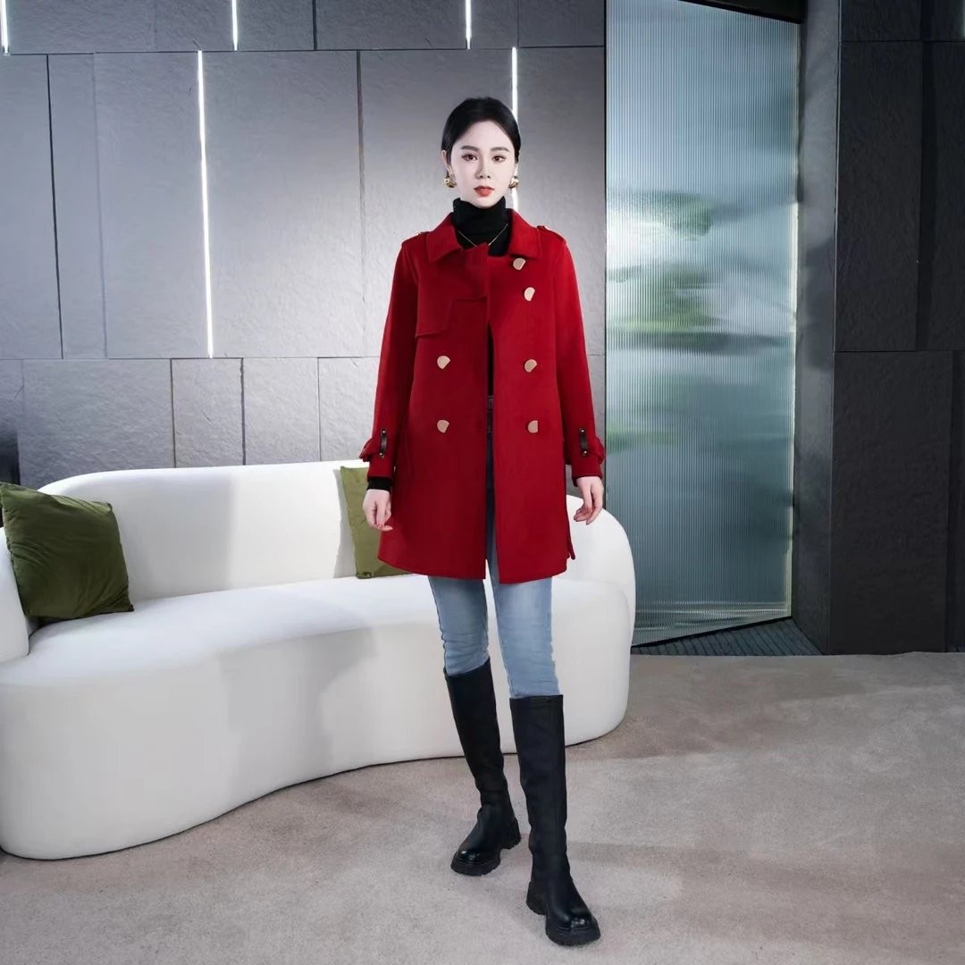 【丽爷】089红色毛呢大衣