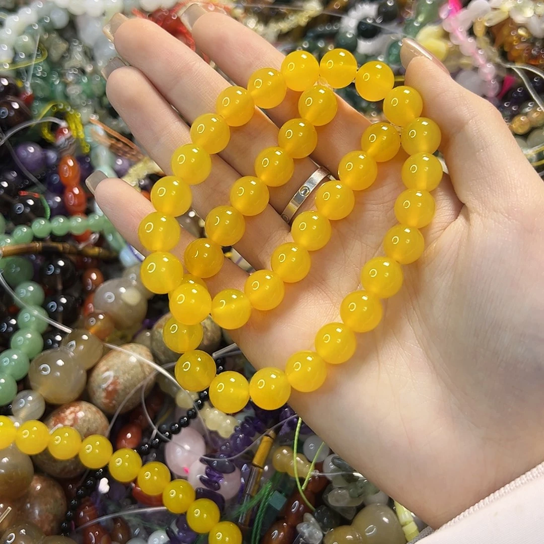 玛瑙/玉髓未镶嵌珠宝半成品7A蜜蜡黄玛瑙卡10一条