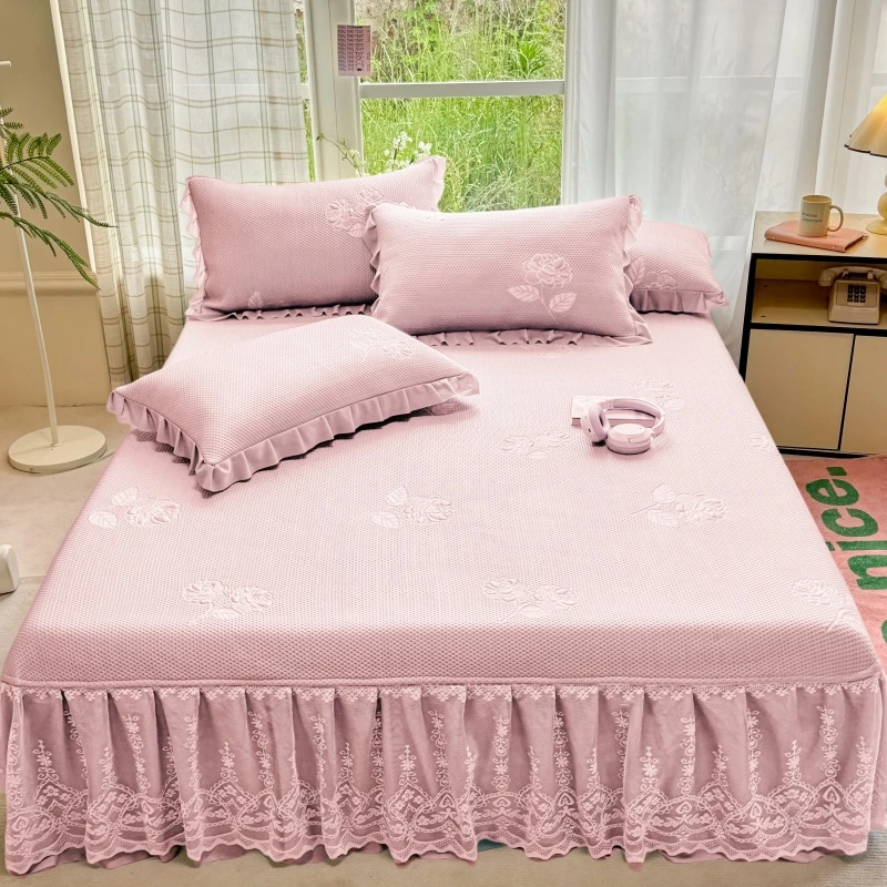 A类母婴级加厚PE高分子乙纶100%床盖床裙三件套复合防滑高支高密8