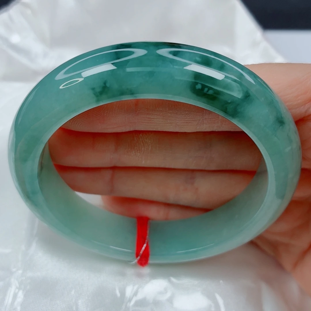 翡翠未镶嵌手镯57正圈，版型好，冰胶海蓝之谜，强推，04