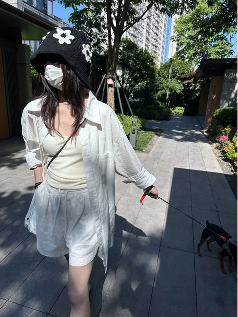 QZZ老钱风松弛休闲衬衫+短裤套装