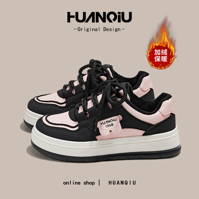 环球甜酷时尚百搭加绒加厚板鞋女2025新款网红潮保暖棉鞋M-HC065