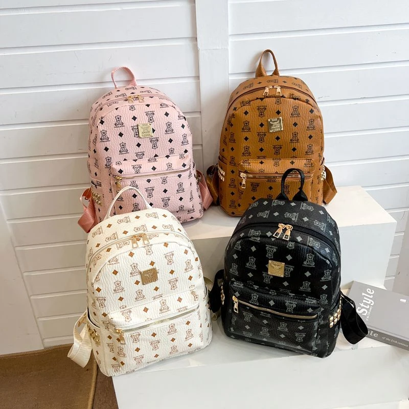 网红双肩包女2025新款时尚印花大容量双肩包高级感百搭通勤包包yj