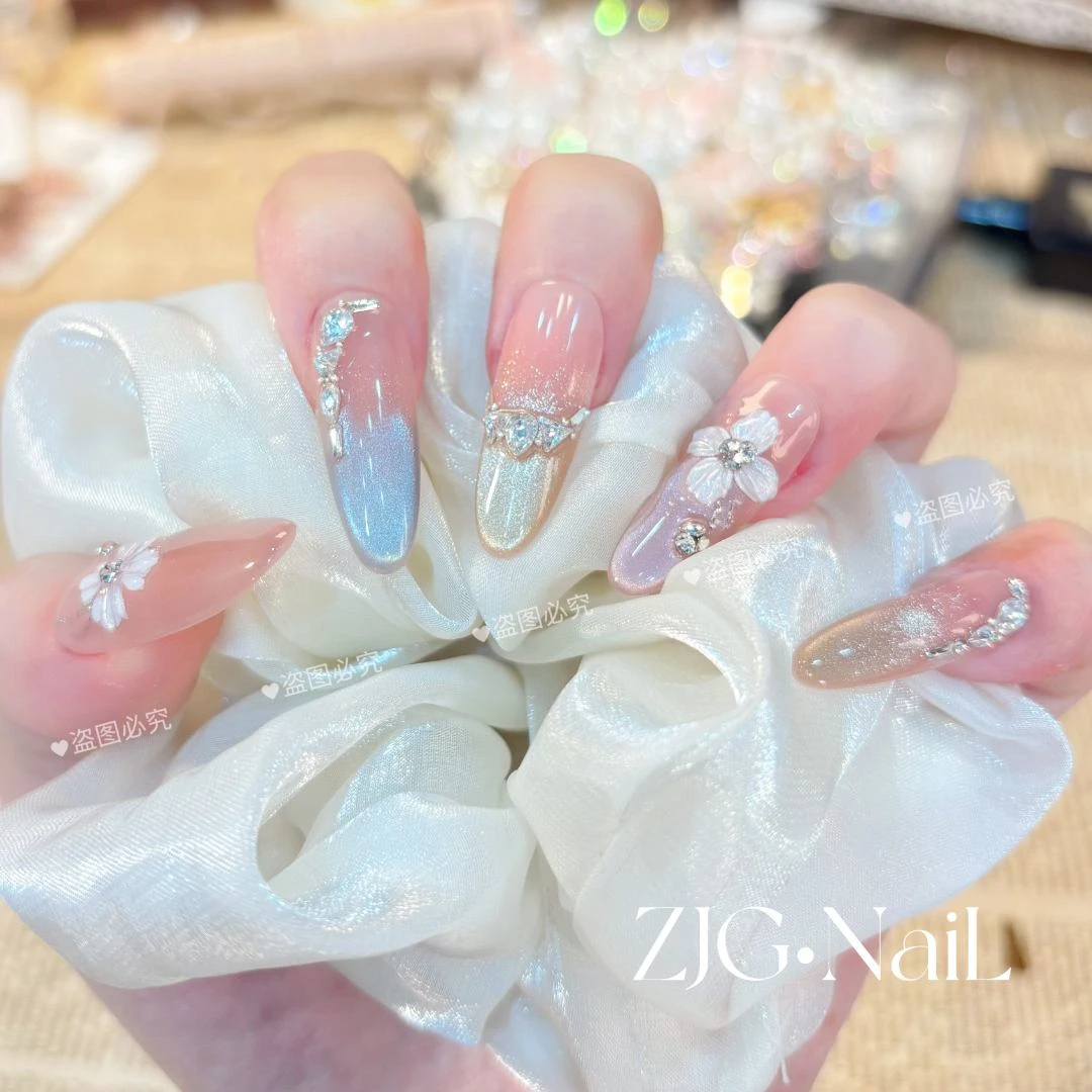 【欧若拉】ZJG-猫眼款纯手工穿戴甲美甲-10片-反复佩戴（无收纳盒）