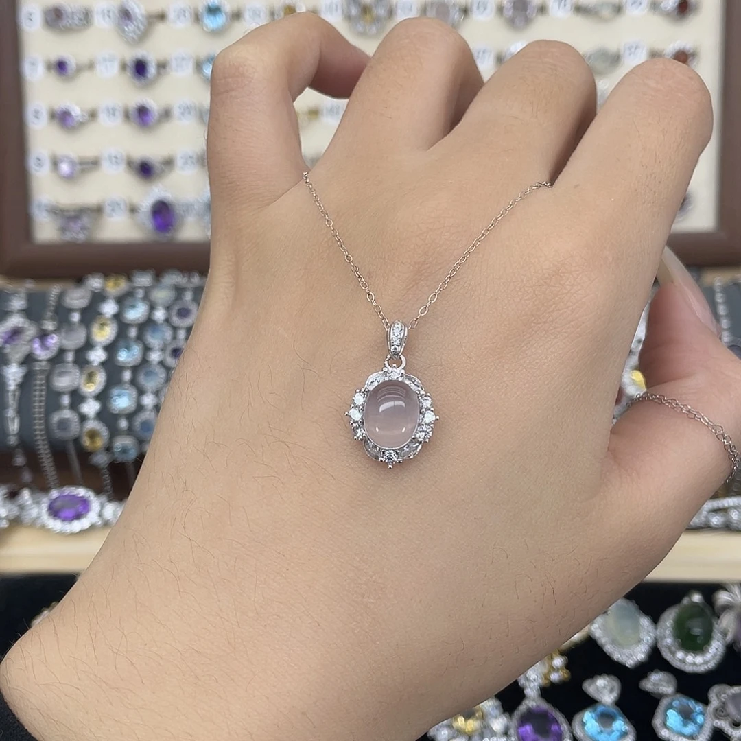 芙蓉石颈饰银S925镶嵌