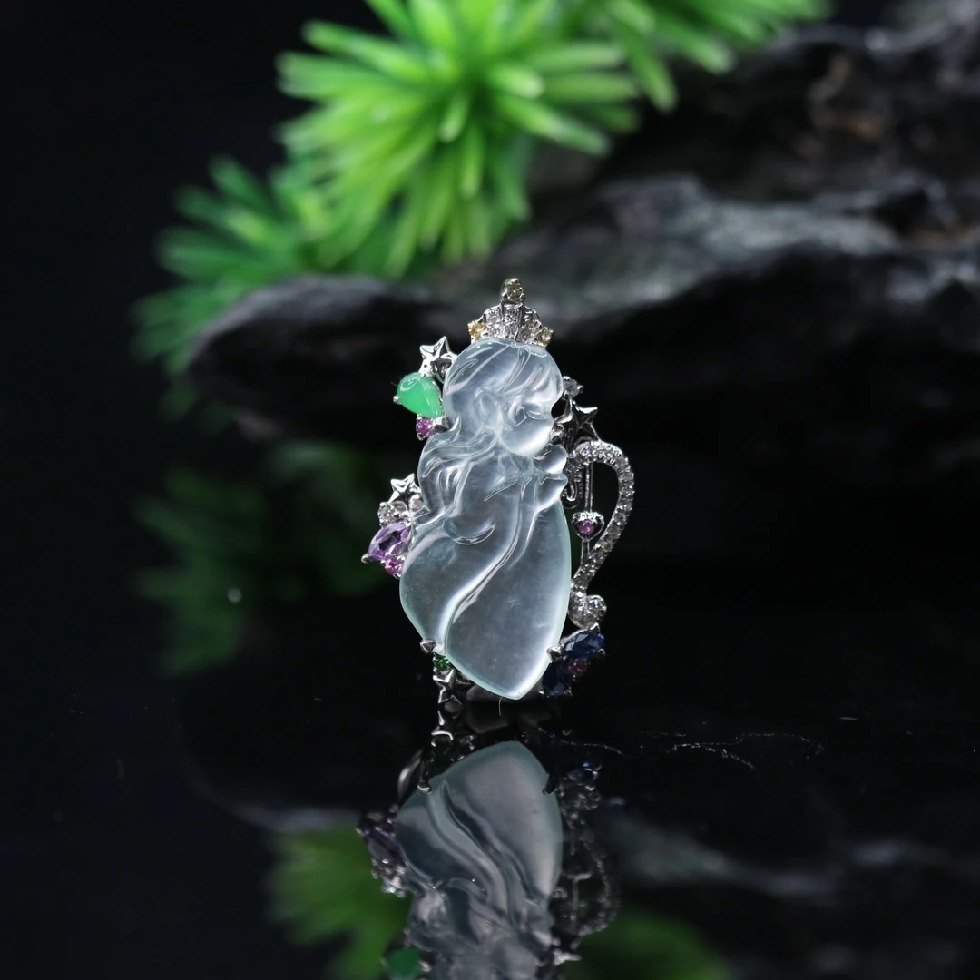 35天然缅甸翡翠A货18k冰吊坠/400285/上海嘉禾拍卖