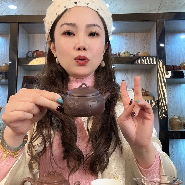 紫砂茶壶老紫泥 宽口壶容量120cc