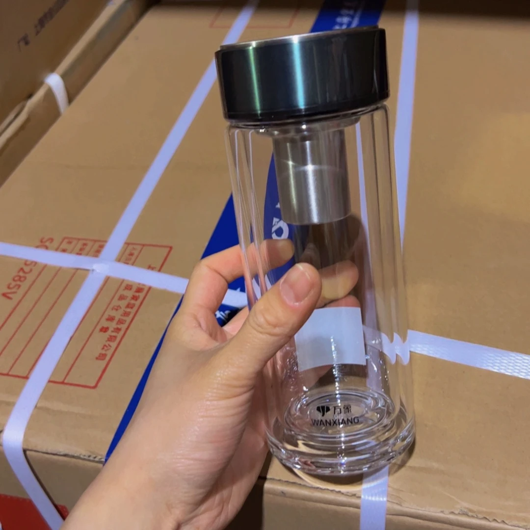 V265绿色双层玻璃杯315➕杯套