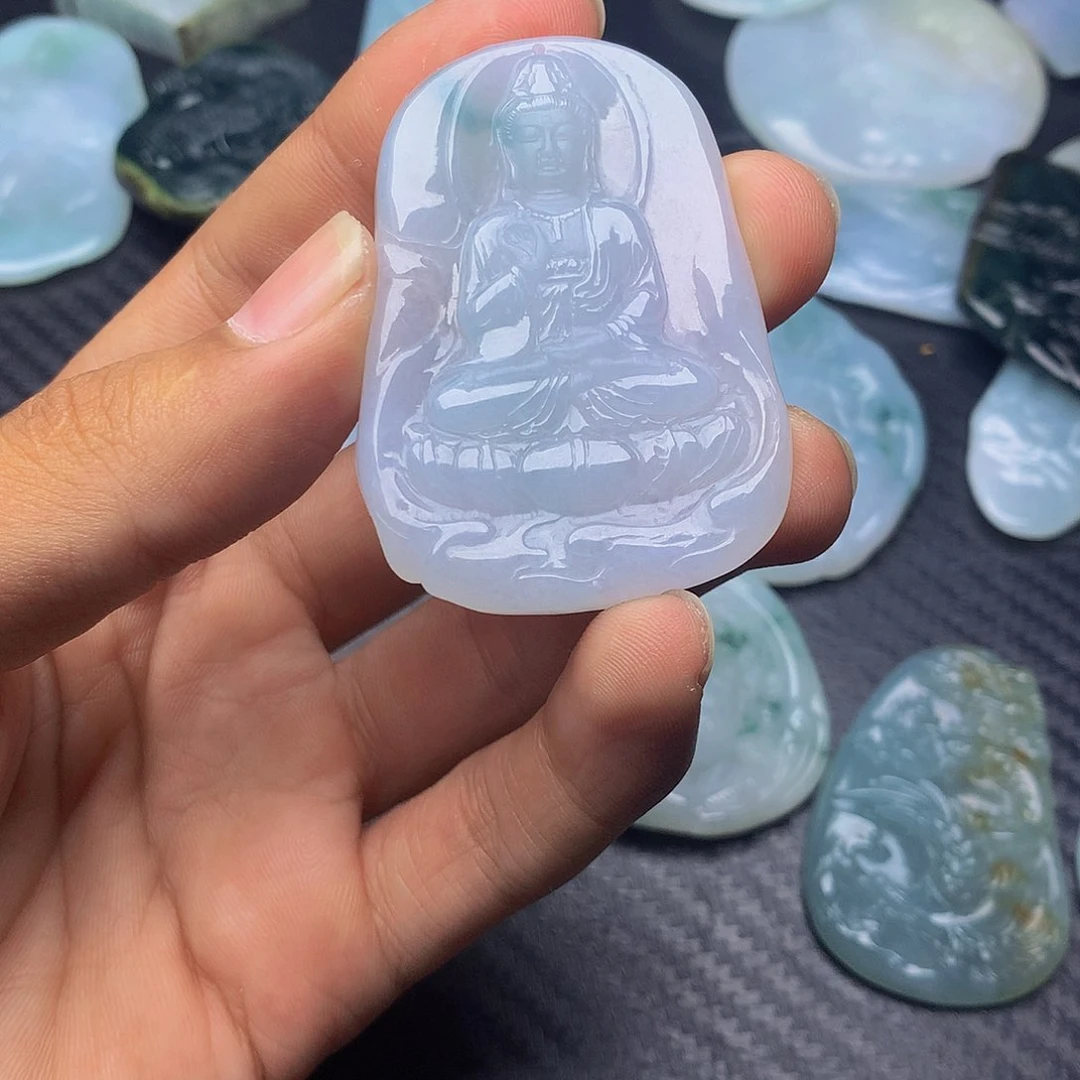广***发翡翠未镶嵌颈饰缅甸天然翡翠a货