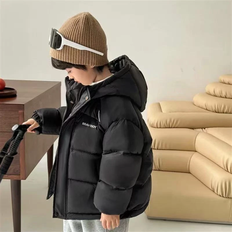 MF-6228黑色 儿童时尚韩版拼接冬季休闲百搭加厚拼色棉服外套