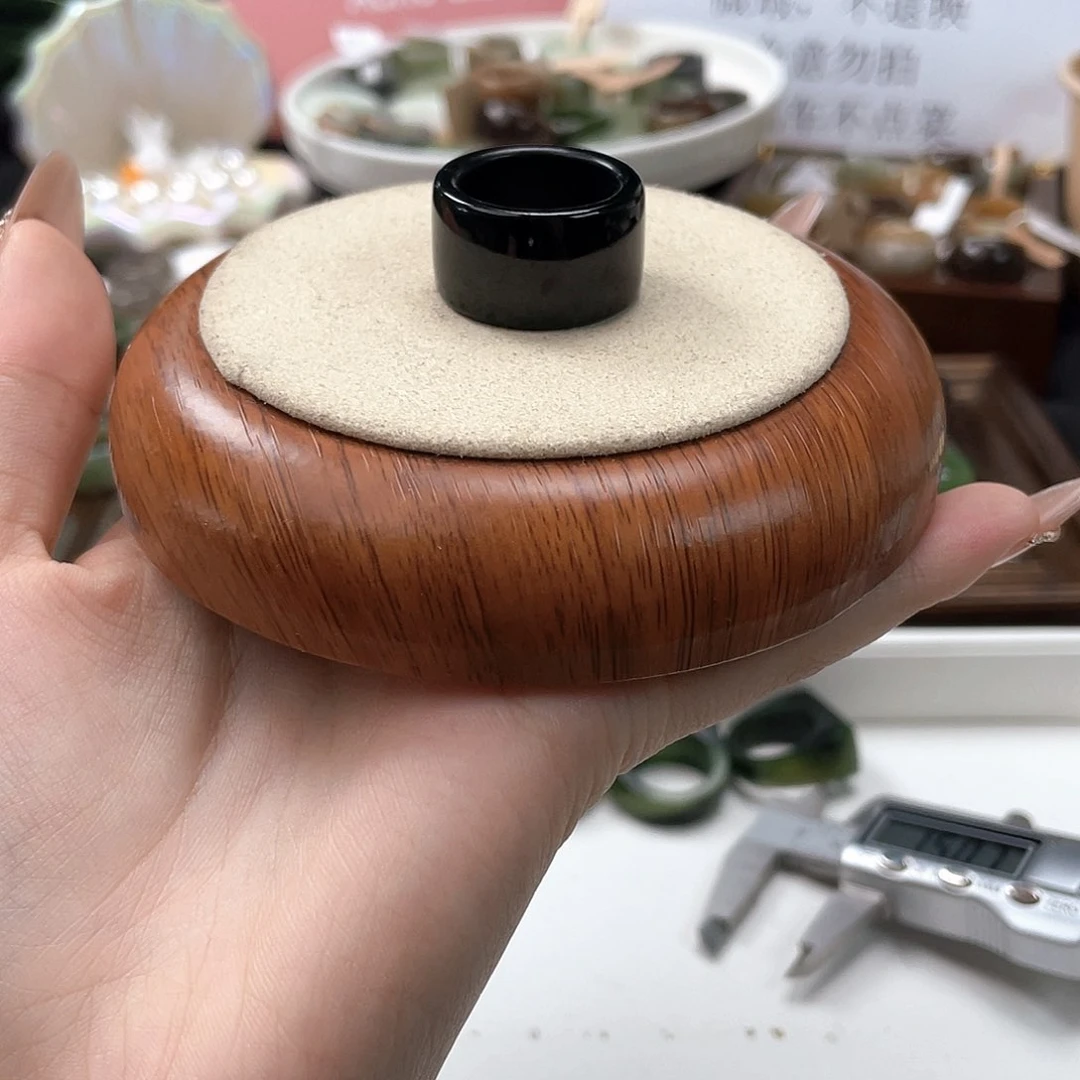 和田玉戒指未镶嵌23墨青直切港17