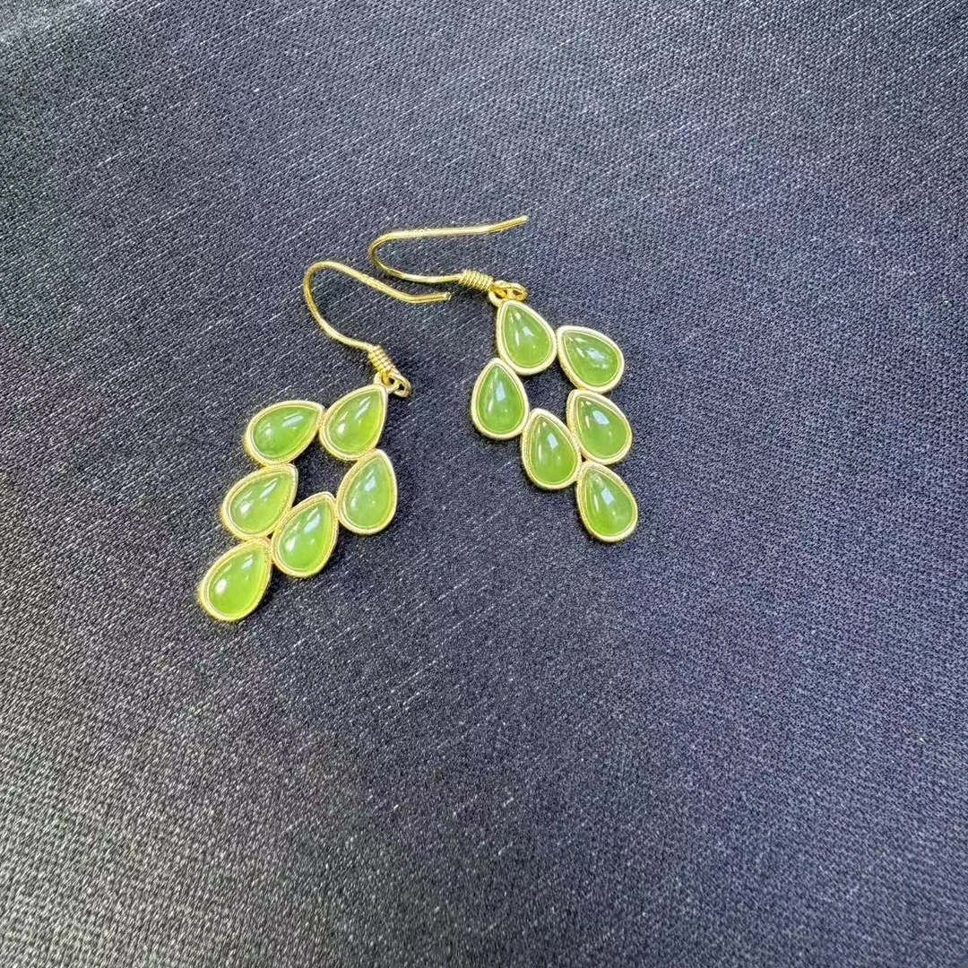 天然碧玉耳钩多样性拍一发一