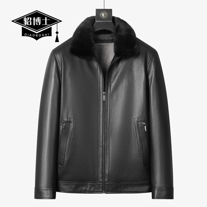 貂博士头层山羊皮真皮皮衣男水貂整貂毛内胆可脱卸立翻短款皮草冬