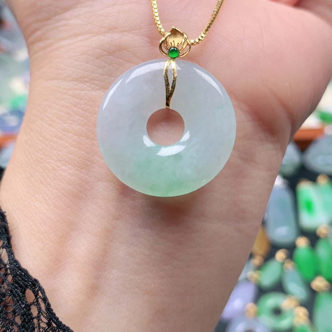 翡翠18K金镶嵌吊坠(不含链)