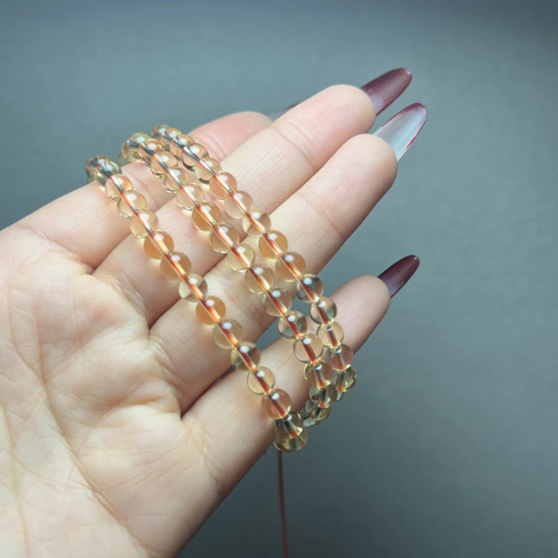 天然黄水晶三圈手链巴西黄多圈手串多样性发其一