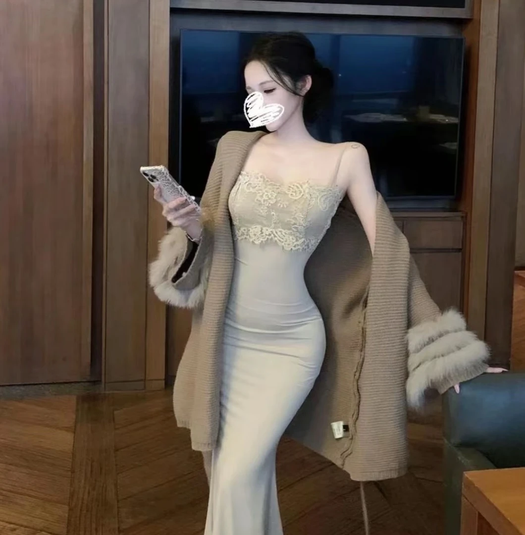 【茵茵专属】千金毛领斗篷2025秋冬款高级感贵气优雅连衣裙两件套