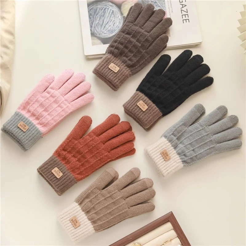 冬季加绒加厚触屏保暖手套情侣网红款防羊绒防寒保暖骑车日用-WJ