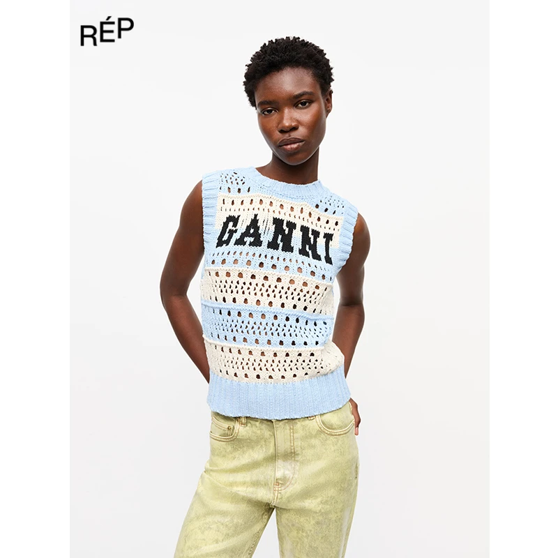 REP-GANNI设计师品牌蓝色针织背心 25SS 早春穿搭